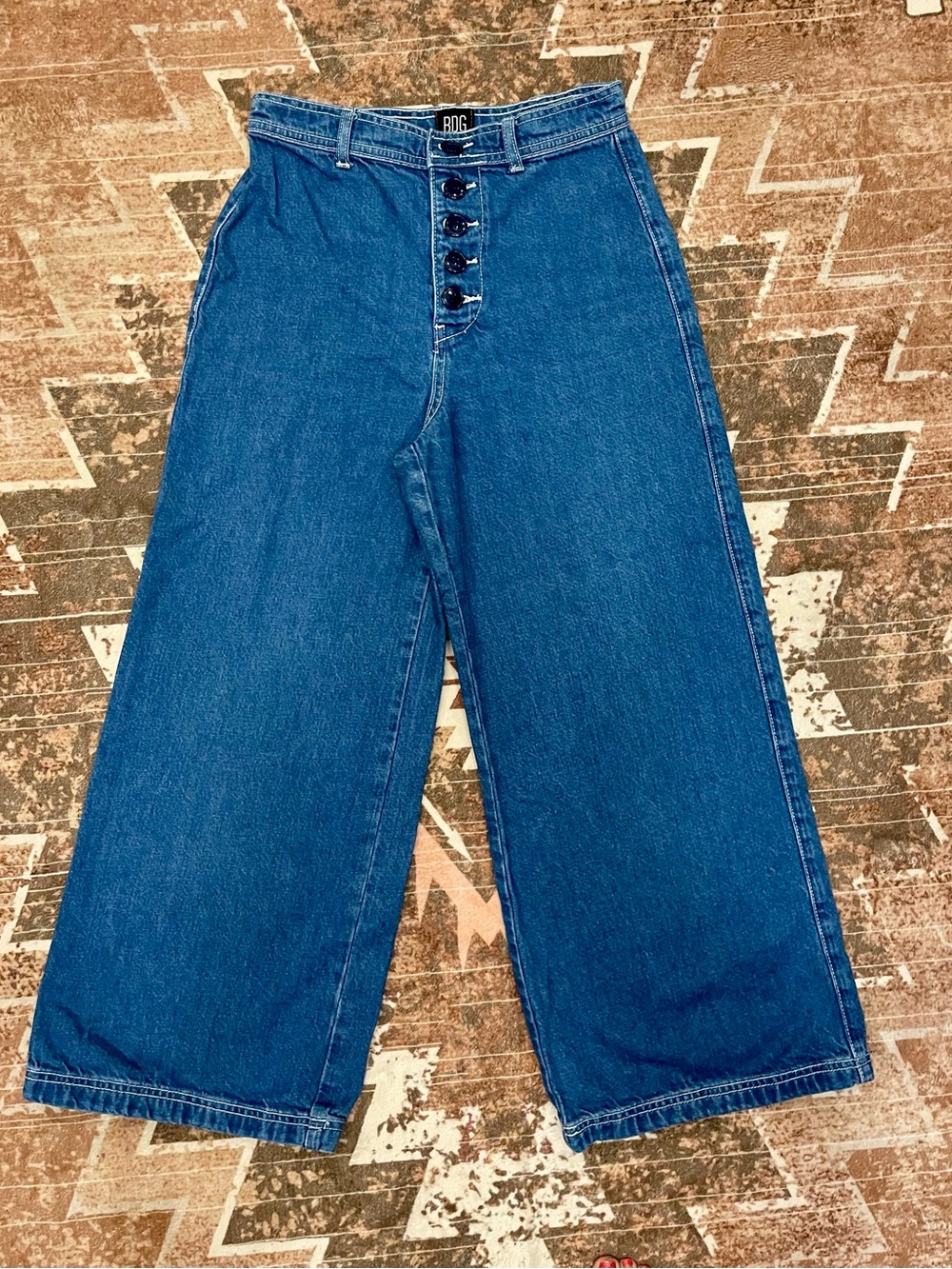 High-Rise Wide Leg Button-Fly Jeans in Classic Blue
